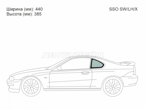 Стекло кузова боковое (не опускное) (Слева / Цвет зеленый) Honda Prelude 91-96