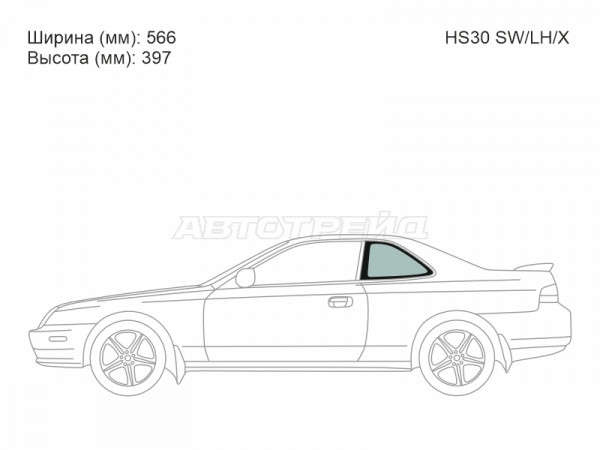 Стекло кузова боковое (не опускное) (Слева / Цвет зеленый) Honda Prelude 96-01