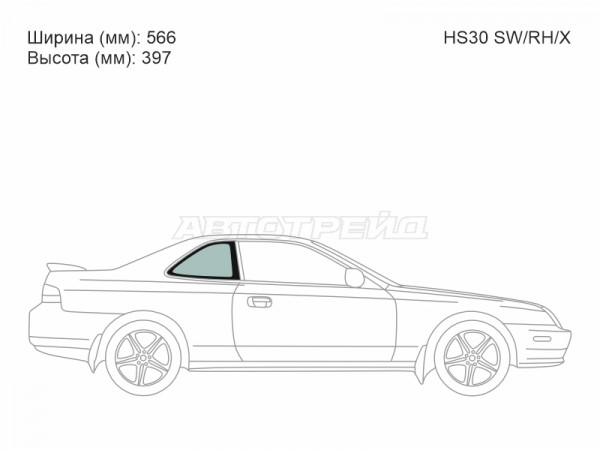 Стекло кузова боковое (не опускное) (Справа / Цвет зеленый) Honda Prelude 96-01