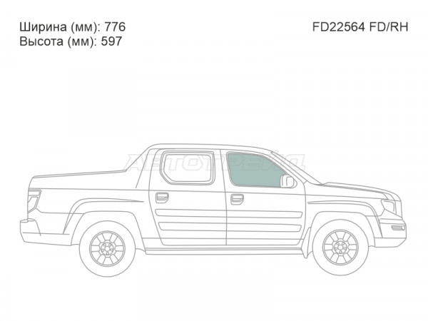 Стекло боковое опускное (Спереди / Справа / Цвет зеленый) Honda Ridgeline 06-14