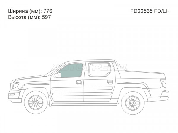 Стекло боковое опускное (Спереди / Слева / Цвет зеленый) Honda Ridgeline 06-14