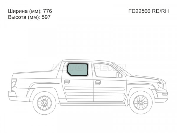 Стекло боковое опускное (Сзади / Справа / Цвет зеленый) Honda Ridgeline 06-14