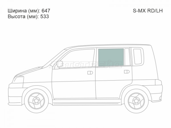 Стекло боковое опускное (Сзади / Слева / Цвет зеленый) Honda S-MX 96-02