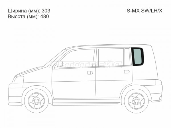 Стекло кузова боковое (не опускное) (Слева / Цвет зеленый) Honda S-MX 96-02