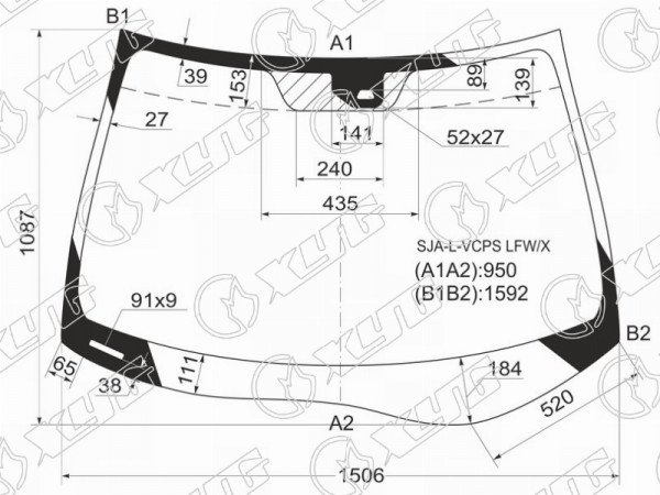 Стекло лобовое (Датчик дождя) Acura RL 04-10  / Honda Legend 04-12