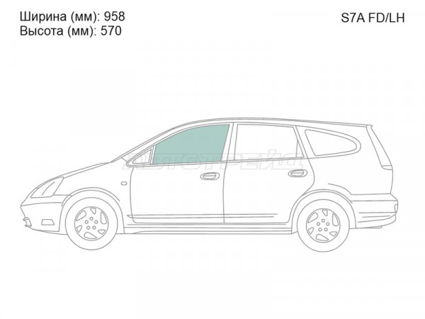 Стекло боковое опускное (Спереди / Слева / Цвет зеленый) Honda Stream 00-06