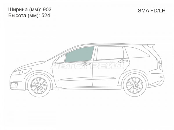 Стекло боковое опускное (Спереди / Слева / Цвет зеленый) Honda Stream 06-14
