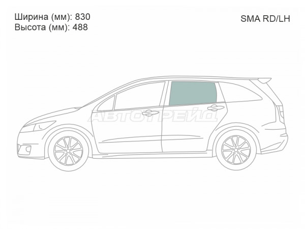 Стекло боковое опускное (Сзади / Слева / Цвет зеленый) Honda Stream 06-14