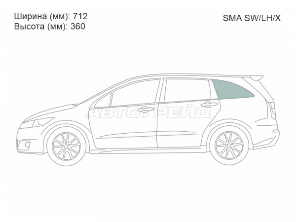 Стекло кузова боковое (не опускное) (Слева / Цвет зеленый) Honda Stream 06-14