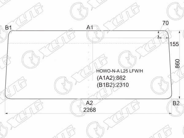 Стекло лобовое в резинку HOWO SINO TRUCK /STEUR\VOLVO FL7 /FL10`86- FL7 /10 /12 `87-92