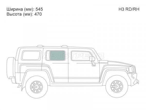 Стекло боковое опускное (Сзади / Справа / Цвет зеленый) Hummer H3 05-10