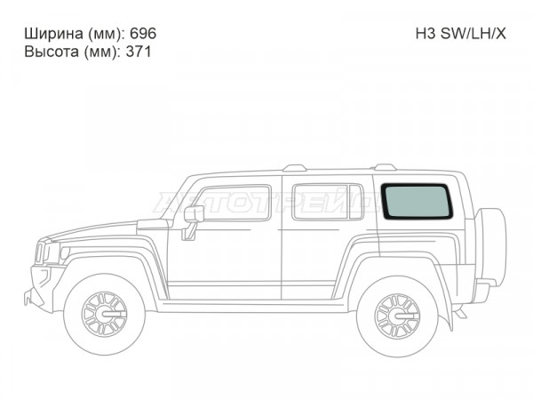 Стекло кузова боковое (не опускное) (Слева / Цвет зеленый) Hummer H3 05-10
