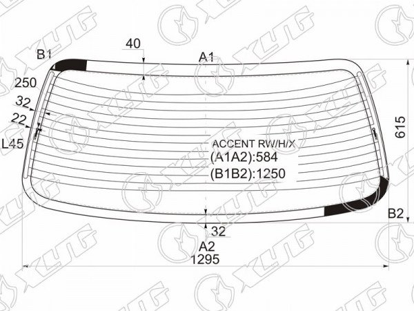 Стекло заднее с обогревом HYUNDAI ACCENT 4D 94-00