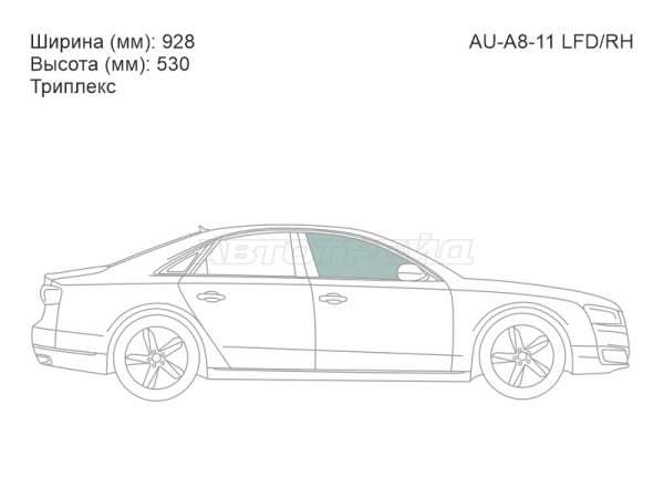 Стекло боковое опускное (Спереди / Справа / Цвет зеленый / Триплекс) Audi A8 09-17