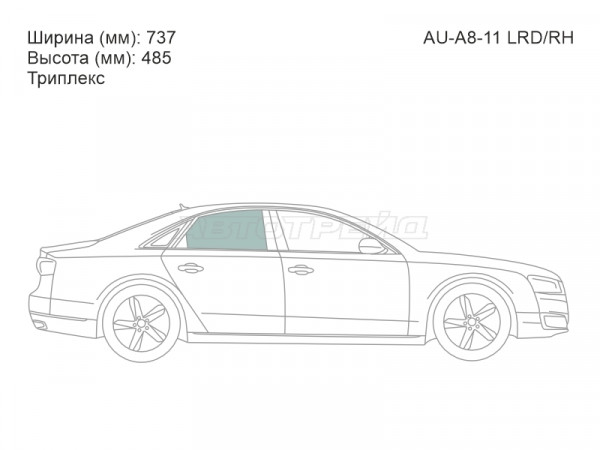 Стекло боковое опускное (Сзади / Справа / Цвет зеленый / Триплекс) Audi A8 09-17