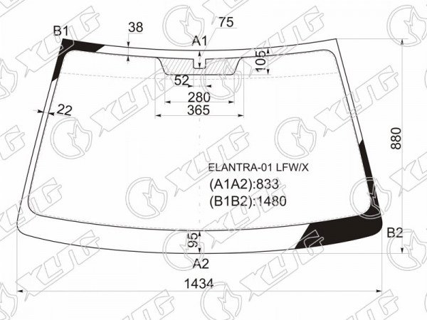 Стекло лобовое Hyundai Elantra 00-09  / Avante 00-06