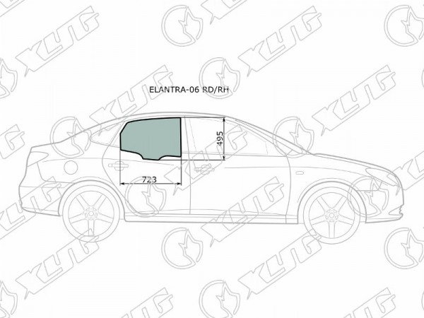 Стекло заднее правое опускное HYUNDAI AVANTE /ELANTRA 06-10