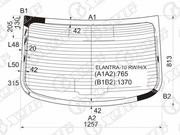 Стекло заднее с обогревом HYUNDAI ELANTRA /AVANTE 10-16