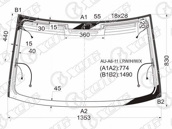 Стекло заднее с обогревом триплекс AUDI A8 (LONG) 4D 11-17