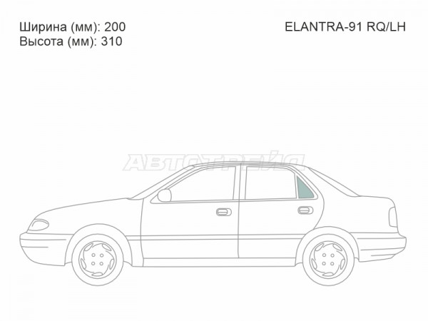 Стекло форточки (Сзади / Слева / Цвет зеленый) Hyundai Elantra 90-93  / Avante 91-95