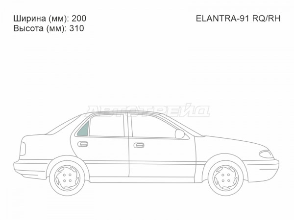 Стекло форточки (Сзади / Справа / Цвет зеленый) Hyundai Elantra 90-93  / Avante 91-95