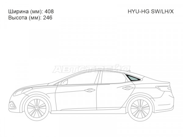 Стекло кузова боковое (не опускное) (Слева / Цвет зеленый) Hyundai Azera 11-16  / Grandeur 11-16