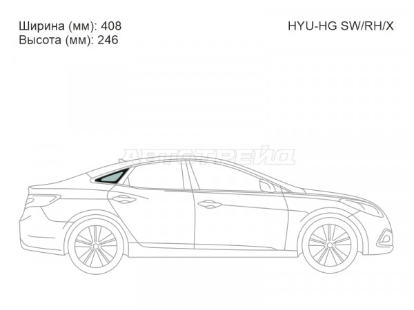 Стекло кузова боковое (не опускное) (Справа / Цвет зеленый) Hyundai Azera 11-16  / Grandeur 11-16