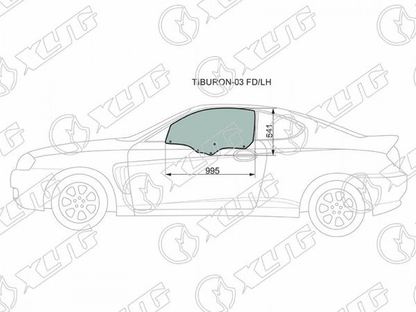 Стекло переднее левое опускное HYUNDAI COUPE /TIBURON /TUSCANI 02-09
