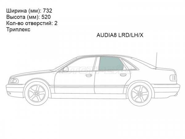 Стекло боковое опускное (Сзади / Слева / Цвет зеленый / Триплекс) Audi A8 94-02
