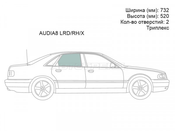 Стекло боковое опускное (Сзади / Справа / Цвет зеленый / Триплекс) Audi A8 94-02