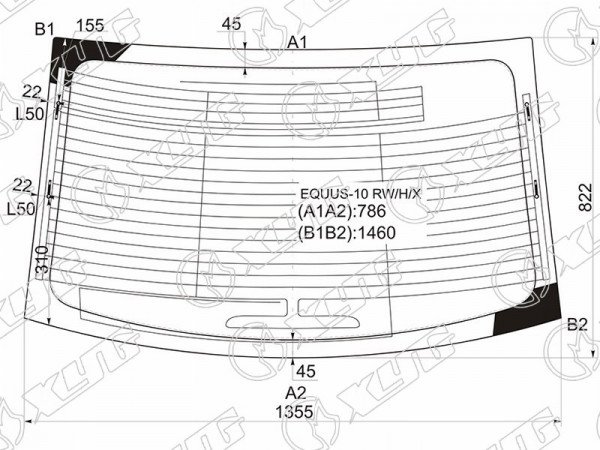 Стекло заднее с обогревом HYUNDAI EQUUS 4D 10-17