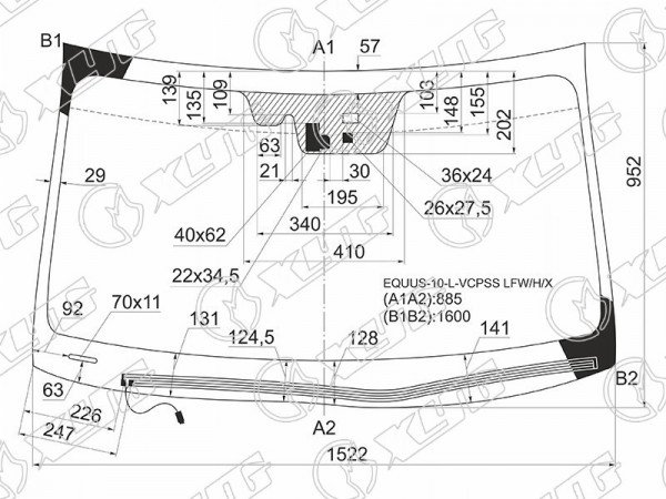 Стекло лобовое с обогревом щеток + дд + камера HYUNDAI EQUUS 4D 10-13