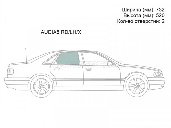 Стекло боковое опускное (Сзади / Справа / Цвет зеленый) Audi A8 94-02