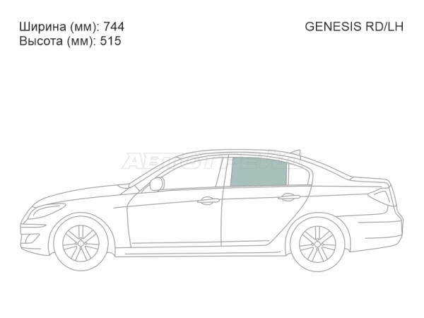 Стекло боковое опускное (Сзади / Слева / Цвет зеленый) Hyundai Genesis 08-14