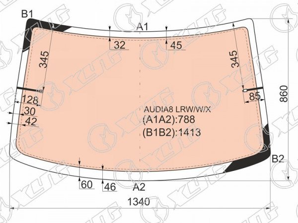 Стекло заднее с обогревом триплекс AUDI A8 94-02