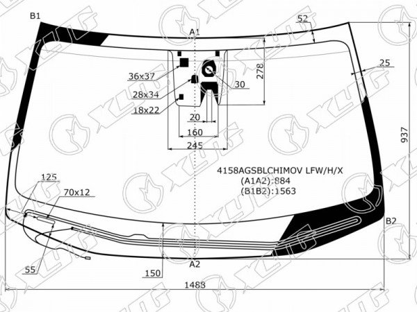 Стекло лобовое с обогревом щеток + дд + камера HYUNDAI GENESIS 4D 14-17