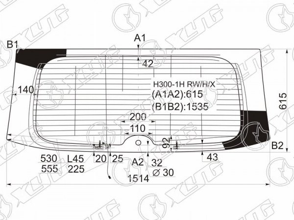 Стекло заднее (Цвет зеленый / Обогрев / Антенна) Hyundai H1 07-22  / Starex 07-17