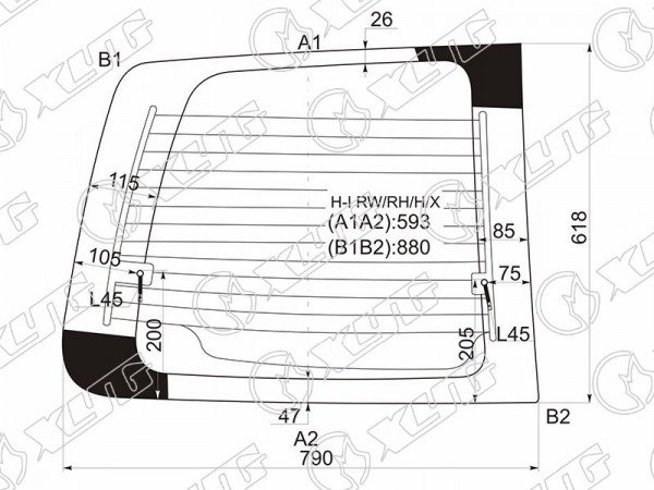 Стекло заднее (распашной двери) правое с обогревом HYUNDAI H1-STAREX 97-07