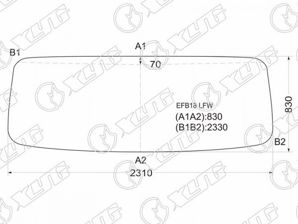 Стекло лобовое в резинку HYUNDAI 7.5T /8T HD270 TRUCK /HD120 TRUCK 97-