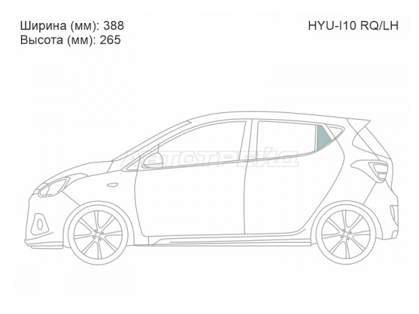 Стекло форточки (Сзади / Слева / Цвет зеленый) Hyundai i10 07-13