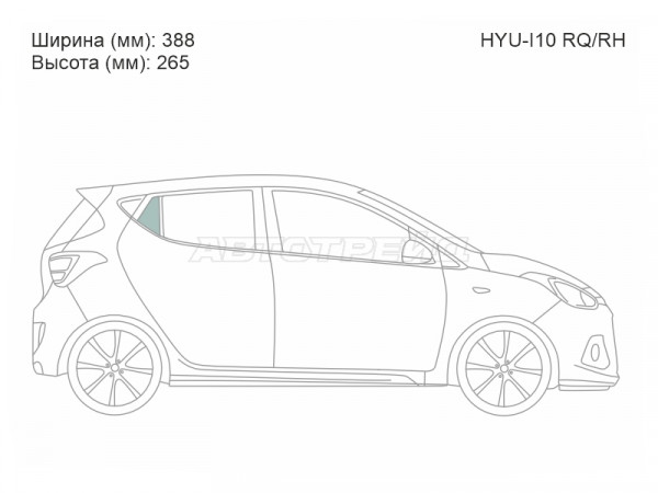 Стекло форточки (Сзади / Справа / Цвет зеленый) Hyundai i10 07-13