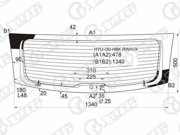 Стекло заднее (Цвет зеленый / Обогрев) Hyundai i30 07-12
