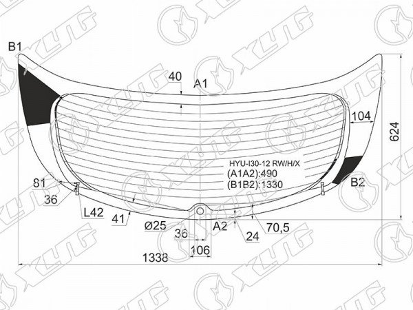 Стекло заднее (Цвет зеленый / Обогрев / 5D HBK) Hyundai i30 11-17