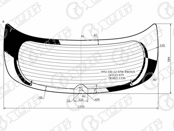 Стекло заднее (Цвет зеленый / Обогрев / 5D WGN) Hyundai i30 11-17