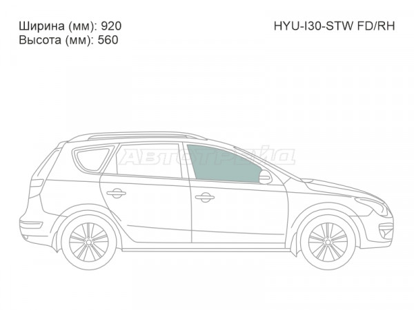 Стекло боковое опускное (Спереди / Справа / Цвет зеленый) Hyundai i30 07-12