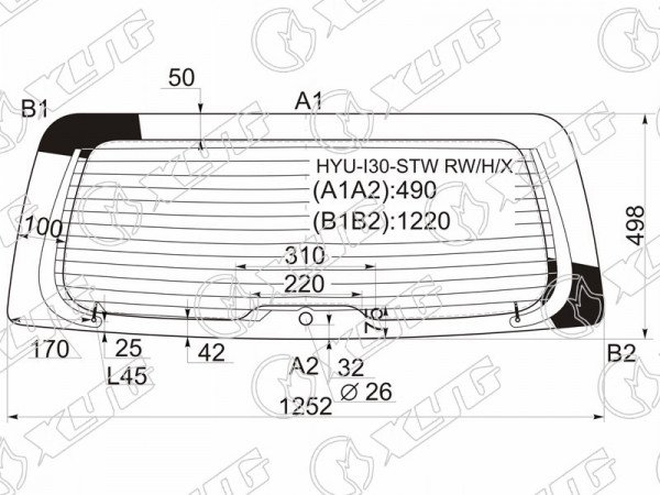 Стекло заднее с обогревом HYUNDAI I30 5D WGN 07-11