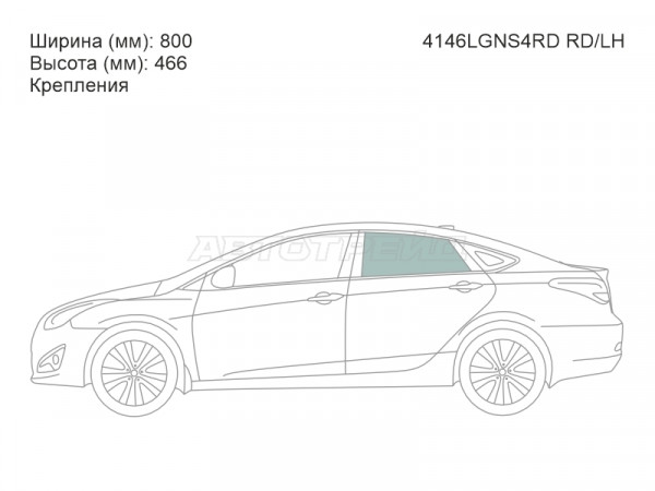 Стекло боковое опускное (Сзади / Слева / Цвет зеленый / Крепления) Hyundai i40 11-17