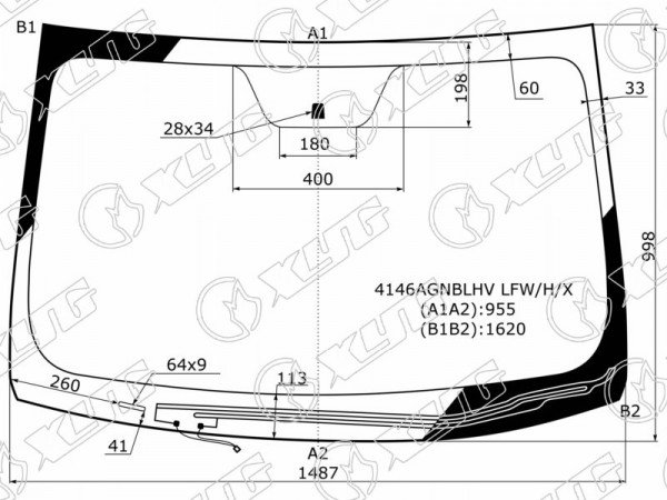 Стекло лобовое с обогревом щеток HYUNDAI i40 (Российская сборка) 4 /5D 11-