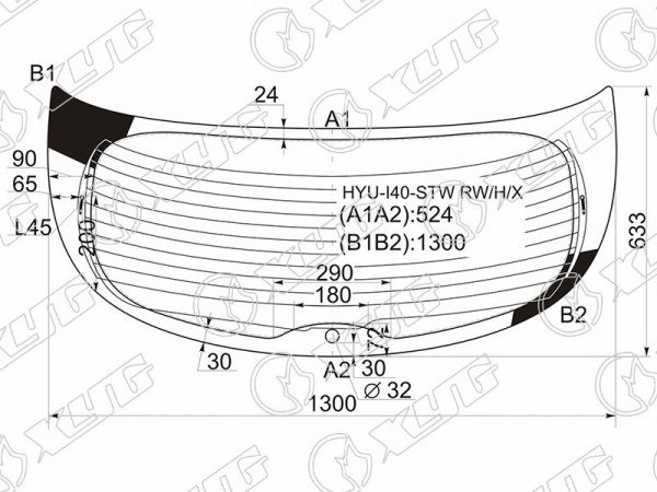 Стекло заднее с обогревом HYUNDAI i40 5D WGN 11-