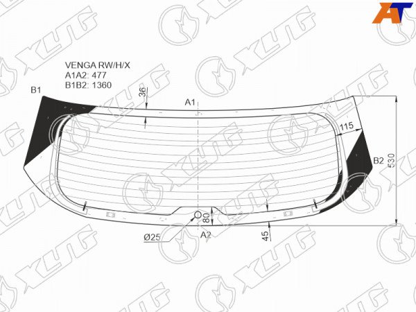 Стекло заднее (Цвет зеленый / Обогрев) Hyundai ix20 10-19  / Kia Venga 10-17